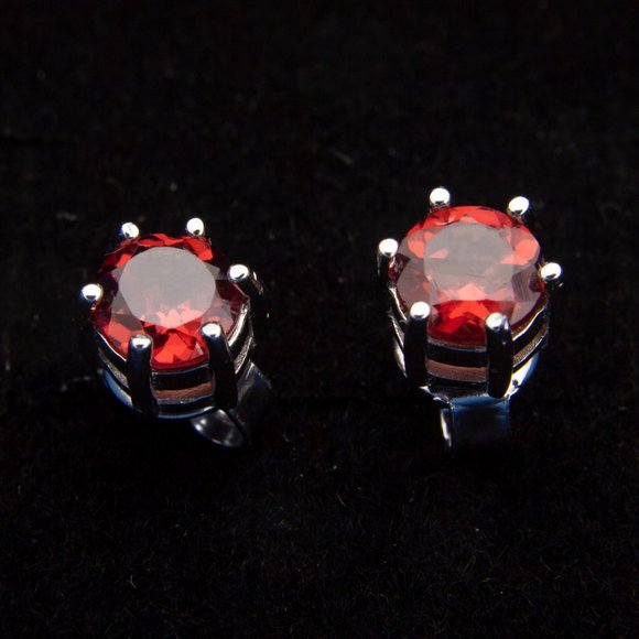 Natural Garnet Sterling Silver Earrings - Picture 3 of 4